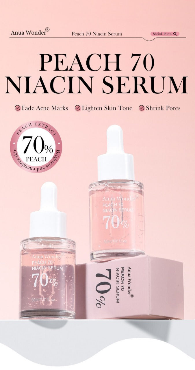 Anua Wonder Peach 70% Niacinamide Serum brightening hydrating face serum hyperpigmentation treatment reducing melanine daily clean beauty, 30ml SKU: WB-UA1652