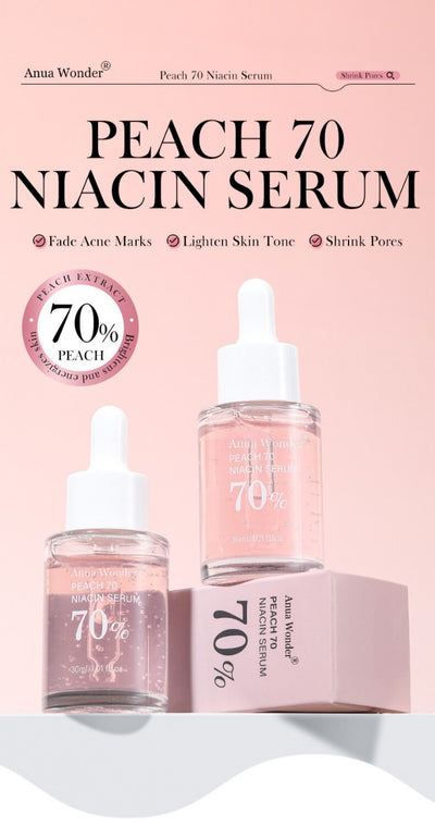 Anua Wonder Peach 70% Niacinamide Serum brightening hydrating face serum hyperpigmentation treatment reducing melanine daily clean beauty, 30ml SKU: WB-UA1652